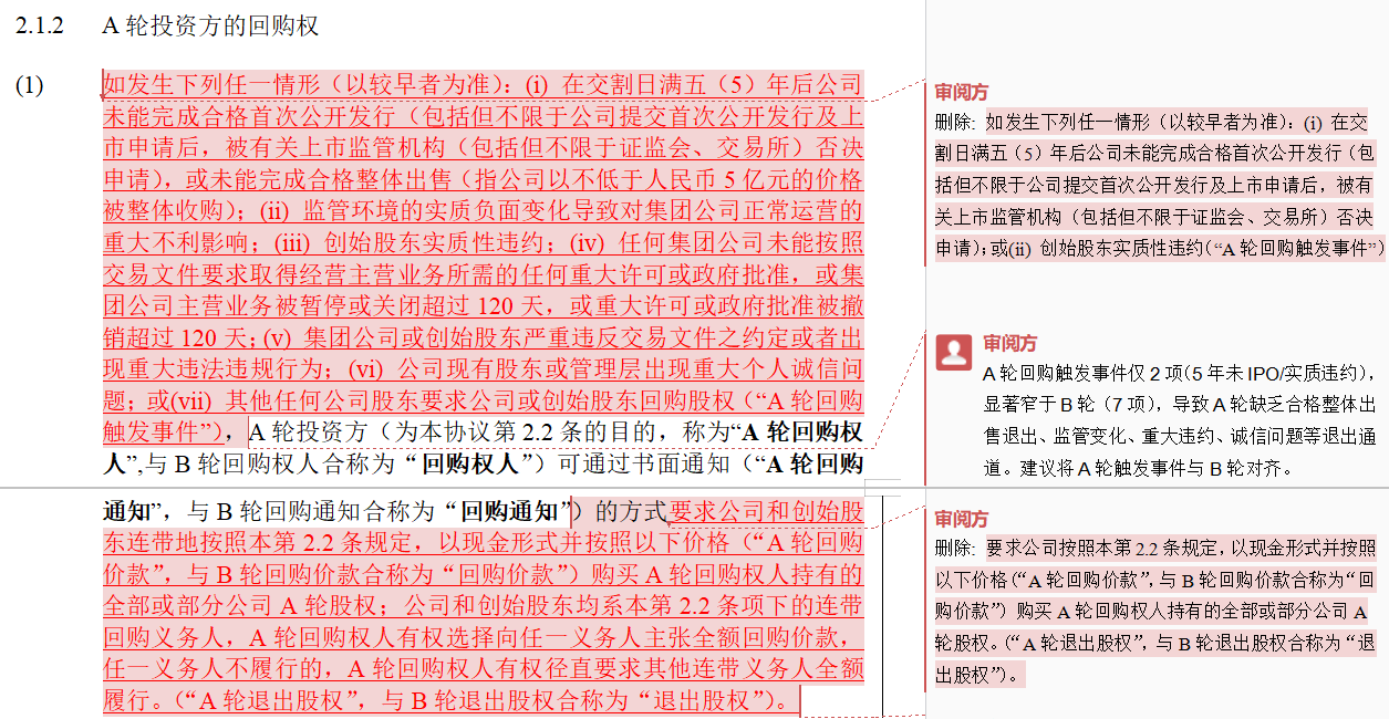 回购条款修订稿示例一